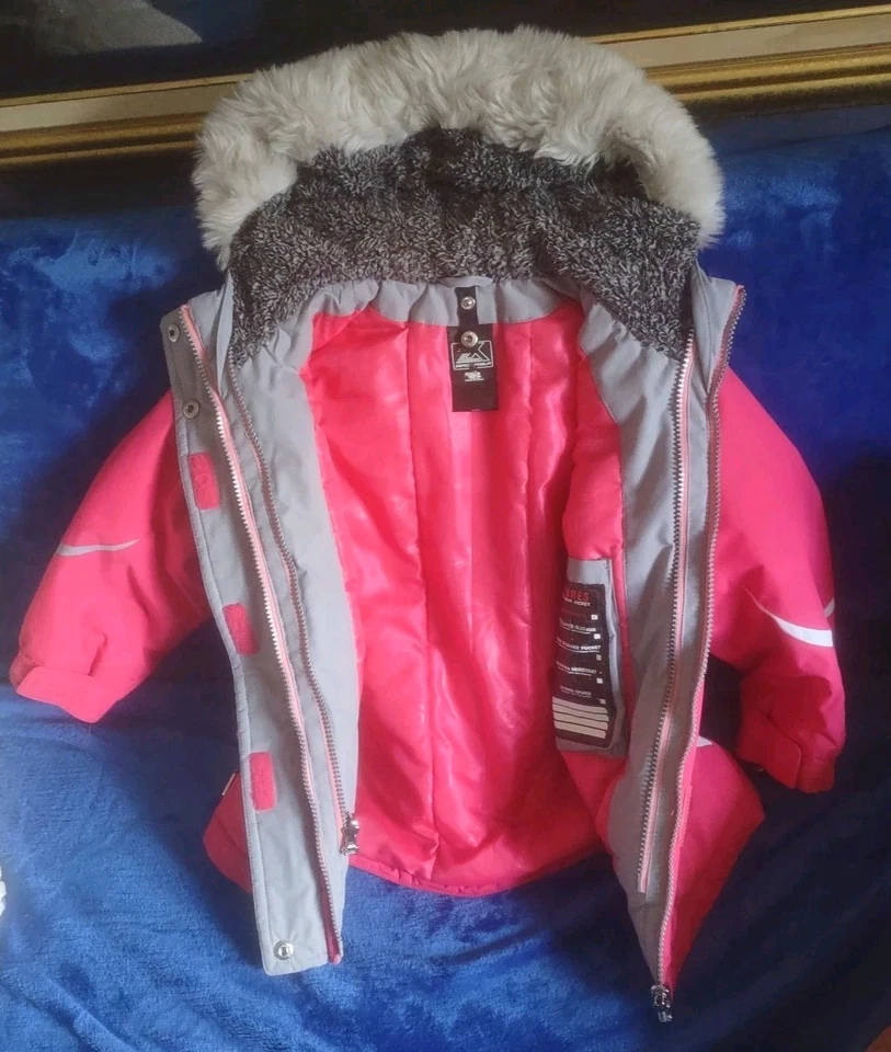Kids ZEROXPOSUR 3 in 1  SNOW  JACKET W/HOOD CORAL Pink Grey 10/12 VG Pre-owned - Image 2 of 4