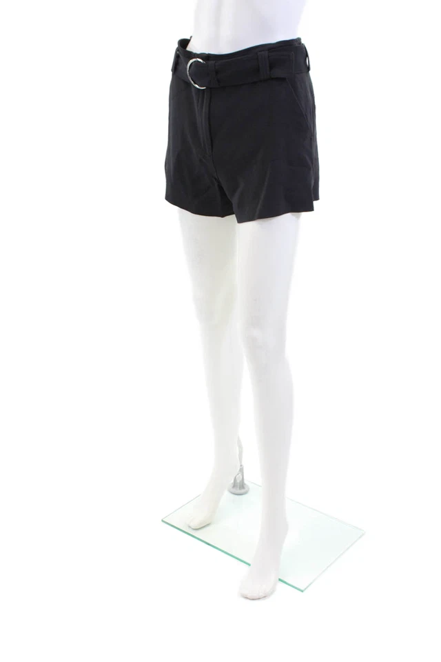 A.L.C. Pantalones cortos de vestir para mujer de tiro medio con cremallera y cinturón negros talla 2 Foto 2 de 4