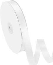 5/8" Width X 100 Yards Satin Ribbon, White Ribbon Perfect for DIY Craft, Bows, G