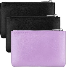 Bewudy 3 Pack Coin Purse, Leather Zipper Purse PU Lychee Pattern Mini... 