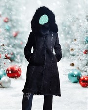 Winter coat sheepskin inside Lambskin M-L 8-10 Collar Hooded Fur Toscana Tuscan