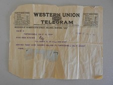 Western Union Telegram May 21, 1925 Billings Montana Fort McDowell, California