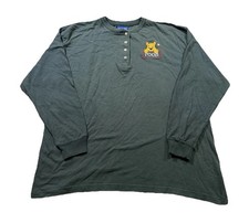 Vtg Disney Store Winnie The Pooh Bear Embroidered Long Sleeve Shirt Green Large