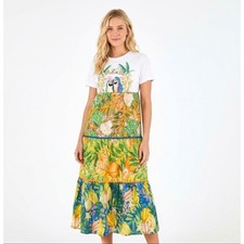 FARM Rio Tropical Macaw Paradise Tiered Maxi Dress Women's Size: Small Floral