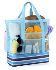 Beach Bag with Cooler Compartment,Mesh Beach Bag Dry Wet Detachable with Zipp...