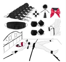 BDSM Bondage Restraint Set Bed Straps Cuffs Blindfold Feather Kit