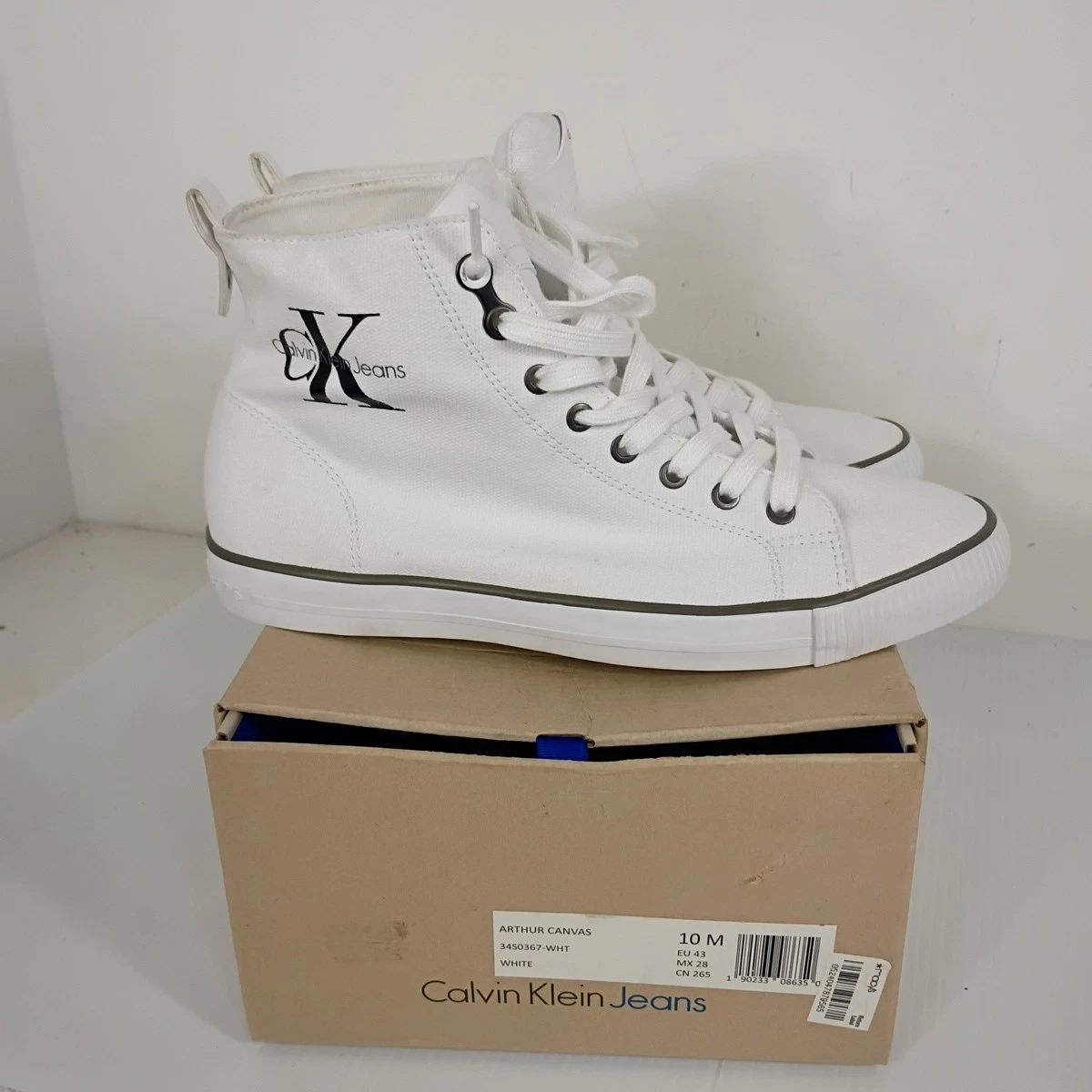 Calvin Klein‎ Slip On Sneakers Mens 13 White Canvas Logo Casual Shoes Coastal Calvin Klein Sneakers Mens 13 White Canvas Ryor Slip On Flat  main image 3