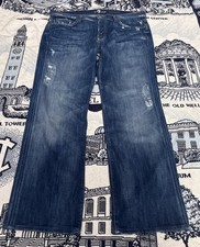 7 for All Mankind Men's Jeans 36x30 Blue Dark Wash Standard Distressed USA Made
