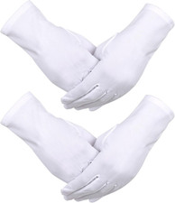 2 Pairs White Uniform Gloves Formal Nylon Cotton Gloves for Men Women Tuxedo Gua