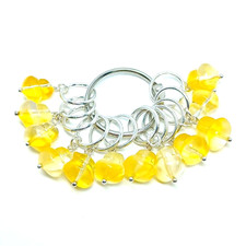 MikieLou Stitch Markers 12 Yellow Glass Rubber Ducks Duckies Knitting Crochet