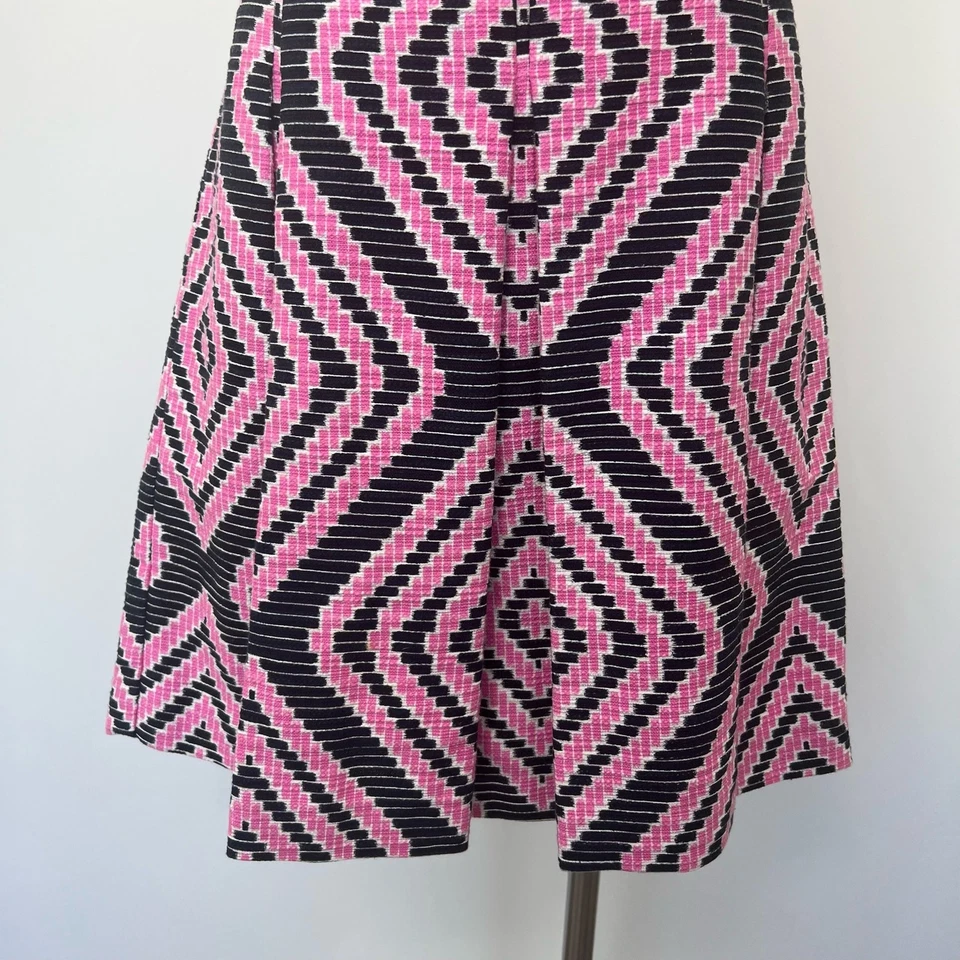 Falda geométrica plisada Tory Burch algodón lino rosa/azul marino | Talla: 4 Foto 3 de 4