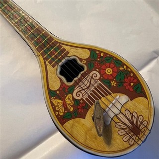 Vtg Mandolin Greek Bazouki Music Box Instrument Wind Up 11.5” Long