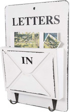 Porta Lettere In Legno Stile Shabby Chic - Con Albero Genealogico, 2 Scomparti E Cassetto, 26x15 Cm