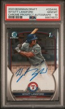 2023 Bowman Draft 1st Wyatt Langford Auto PSA 10 Rangers🔥