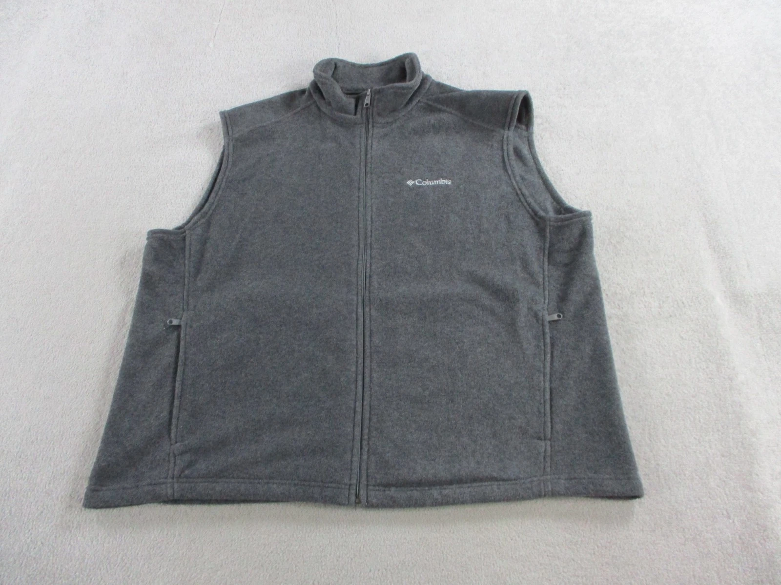 Columbia Vest Mens 2XL Gray Fleece Full Zip Outdoors Hiking WM6747 1519151