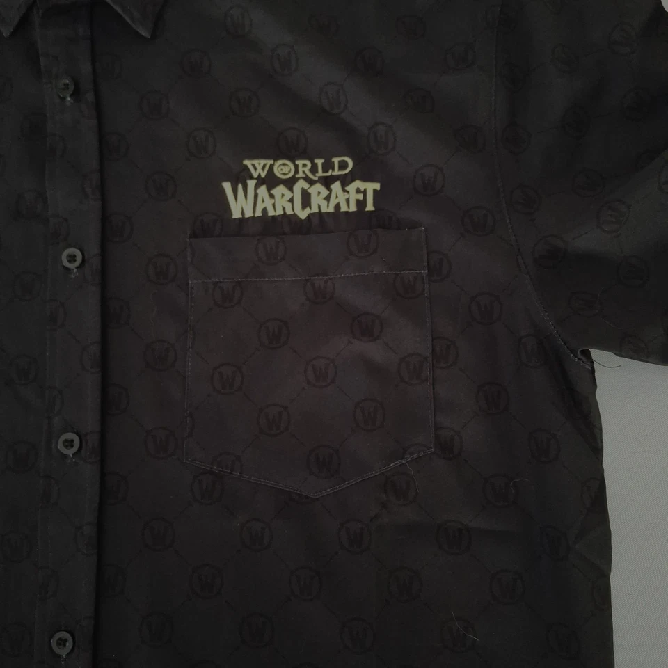 World Of Warcraft Shirt Men Medium Blizzard Button Up Gray A10 - Image 3 of 4