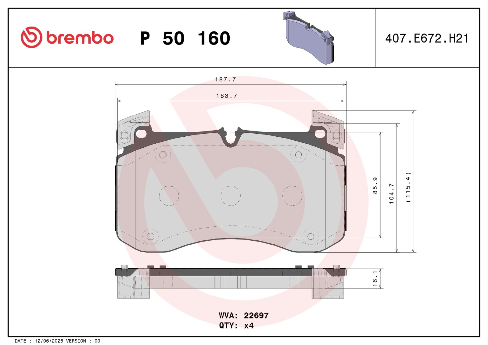 Brembo Bremsbelagsatz P 50 160 - Bild 8