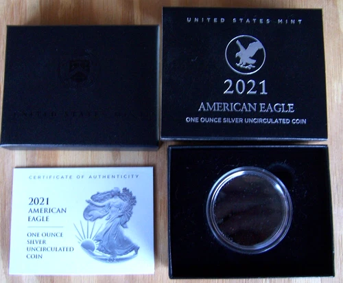2021 W AMERICAN EAGLE UNC EMPTY BOX, CASE, COA, CAPSULE, NO COIN**TYPE 2 BOX**