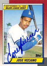 Jose Vizcaino autographed baseball card (Dodgers) 1990 Topps Debut #131 Rookie
