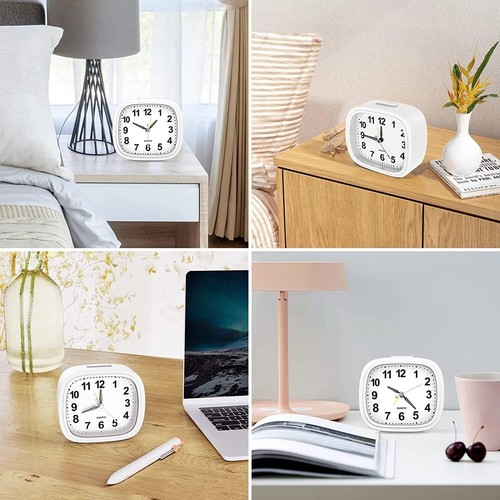 4" Analog Clock Silent Non Ticking Loud Alarm Light Functions Battery Operated - Picture 6 of 9