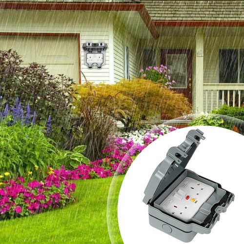 OUTDOOR SOCKET WEATHERPROOF STORM DOUBLE SWITCHED RCD SOCKET 13 AMP 2 GANG IP66 - Picture 5 of 10