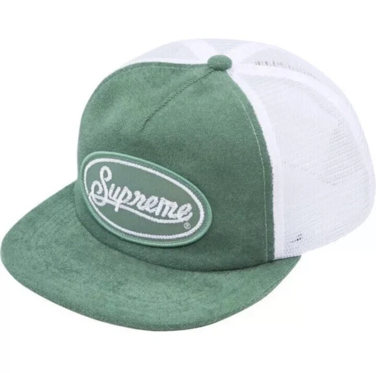 Casquette arrière 5 panneaux en maille Supreme Terry casquette travail sarcelle snapback SS24 flambant neuf