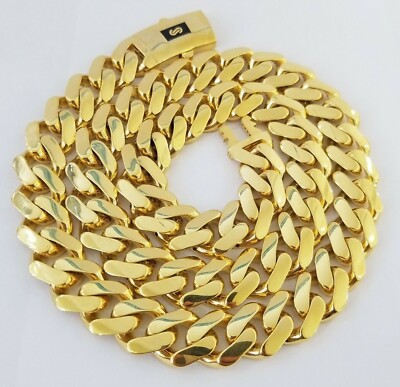 Real 10k Gold Necklace 15mm Chain Royal Link Miami Cuban Monaco 24