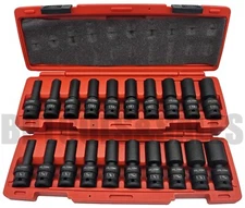 20pc 1/2" DR. Universal Swivel Deep Impact Socket Set (METRIC & SAE) PRO Radius