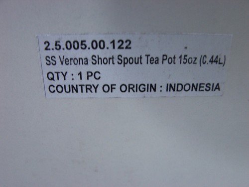 TETERA DE PICO CORTO Verona acero inoxidable 15 oz. RESTAURANTE o HOGAR ¡USADO NUEVO! - Imagen 7 de 7