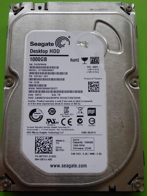 Seagate ST1000DM003 SN: Z4Y PN: 1ER162-501 FW: CC45 TK 08/2015 1TB