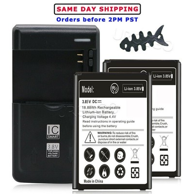 High Power 2x 3220mAh Standard Battery Wall AC Charger for LG Rebel 3 LTE L157BL