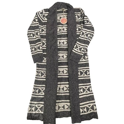 Show Me Your MuMu Long Cardigan Womens M Trench Sweater Nordic Knit Boho Pockets