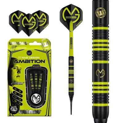 DARTFELLAS 20 Gram Winmau Michael Van Gerwen Ambition Coated Brass Soft Tip Darts - MvG