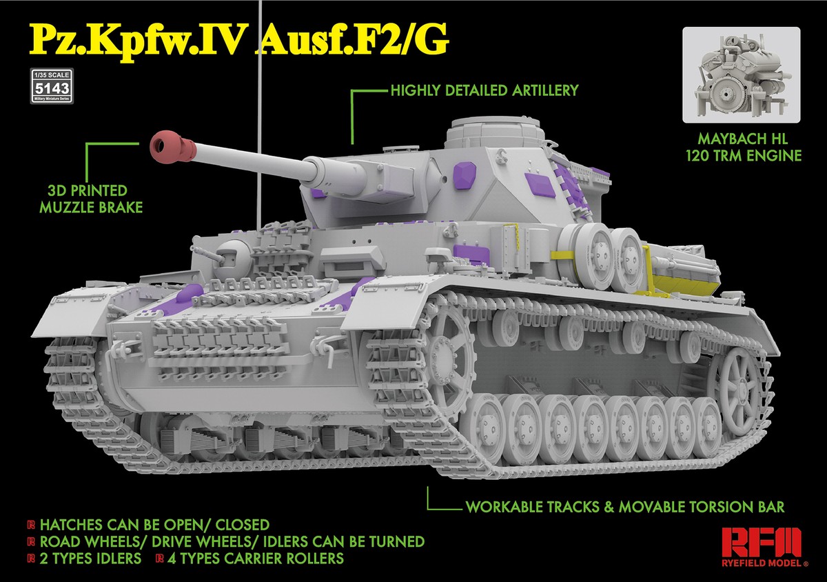 RYE FIELD 5143 1/35 Pz.Kpfw.IV Ausf.F2/G with 120 TRM Engine