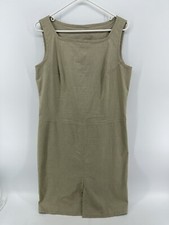 Vintage Max Studio Sleeveless Sheath Dress Womens Size Large Beige USA Made