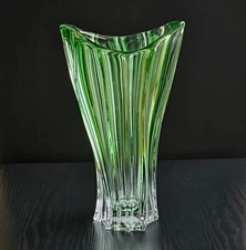 Plantica Modern Bohemian Czech Crystal Decorative Vase - 12.5 Inch Vase, Green