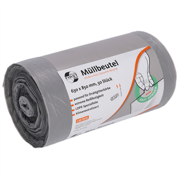 MüLlbeutel | First Plus Pcr | Deiss | 80% Recycling-Anteil 80 Liter | 630X850 Mm-image