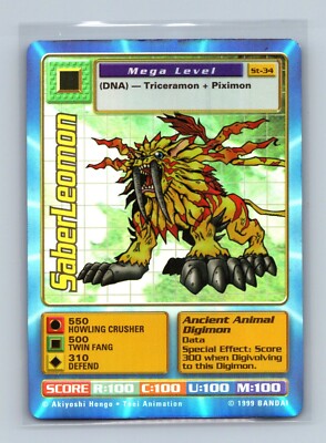 Digimon Digi Battle - Saberleomon St-34 Foil - Bandai 1999 Starter Series 1
