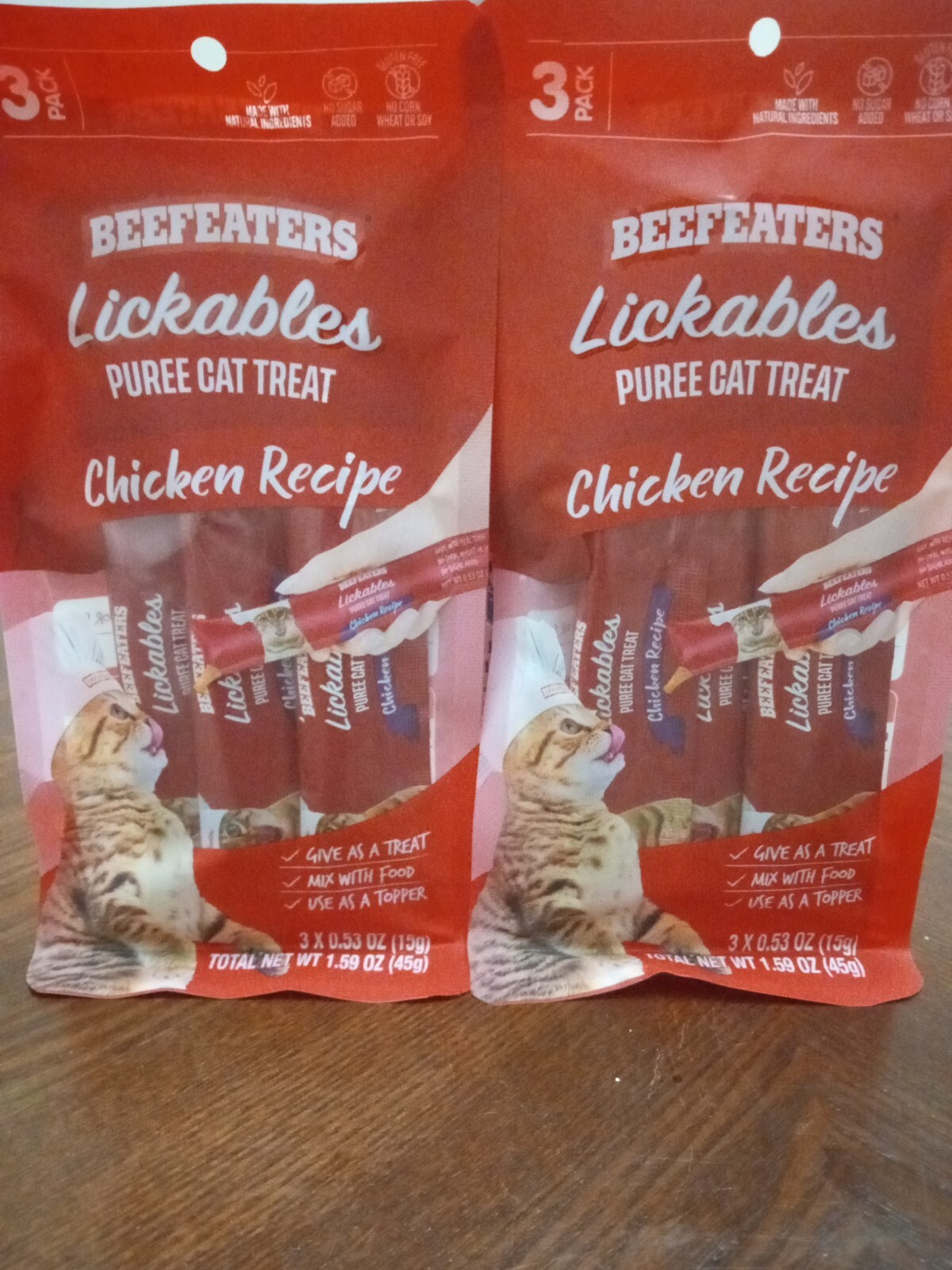 Beefeaters Lickables Puree Cat Treat, Chicken, 3ct 2 pack (6ct total