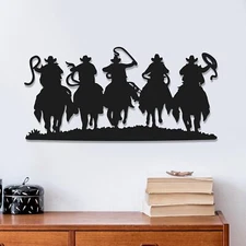 Metal Western Cowboy Wall Decor Vintage Cowboy Silhouette Room Decor for Home