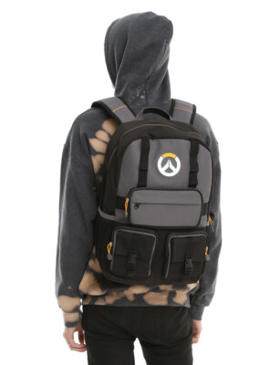 美品 Overwatch mvp laptop Backpack 黒 グレー Game Over Watch OW MVP Cosplay Backpack School Bag Laptop Bag