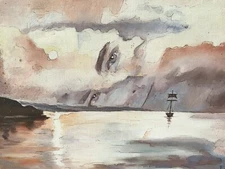 Oil / canvas signature (20th) Marine landscape the dream expressionism France