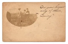 RPPC POSTCARD 1905 YOUNG LADIES IN HORSE DRAWN CARRIAGE GLOUCESTER MASSACHUSETTS