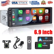 Single Din Car Stereo Wireless Apple CarPlay 6.9 touchscreen Bluetooth Radio USB