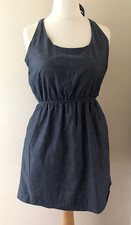J Crew Dress Womens Chambray Holiday Short Tie Neck Summer With Pockets Size S