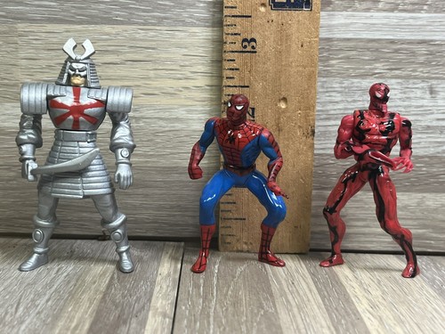 LOT OF 3 Die Cast X-Men Steel Mutants Silver Samurai, Spider-Man , CARNAGE