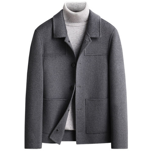 Autumn Coat Men's Cashmere Coat Blazer Button Wool Woolen Short Jacket Suit Coat - Picture 16 of 16