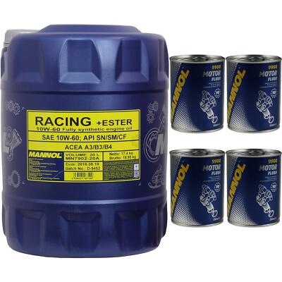 20L MANNOL Racing+Ester 10W-60 API SN/SM/CF Öl Motoröl Motorspülung Motor Flush