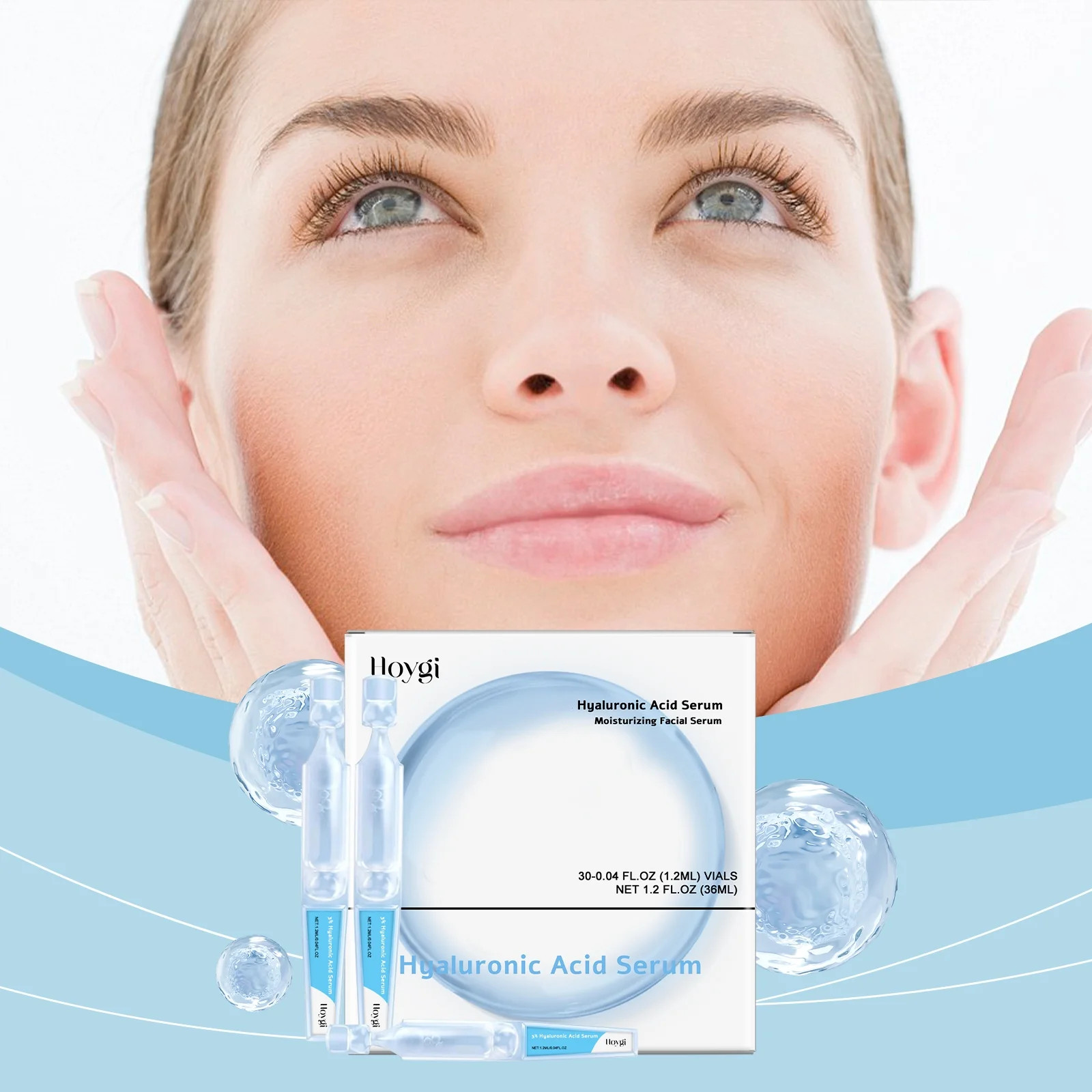 30PCS 3% Hyaluronic Acid Serum Vials - Moisturizing, Firming, Single-Use Tubes