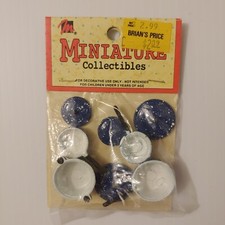 Mangelsen  s Miniature Graniteware Pots  Pans Lids Blue White Dollhouse Kitchen